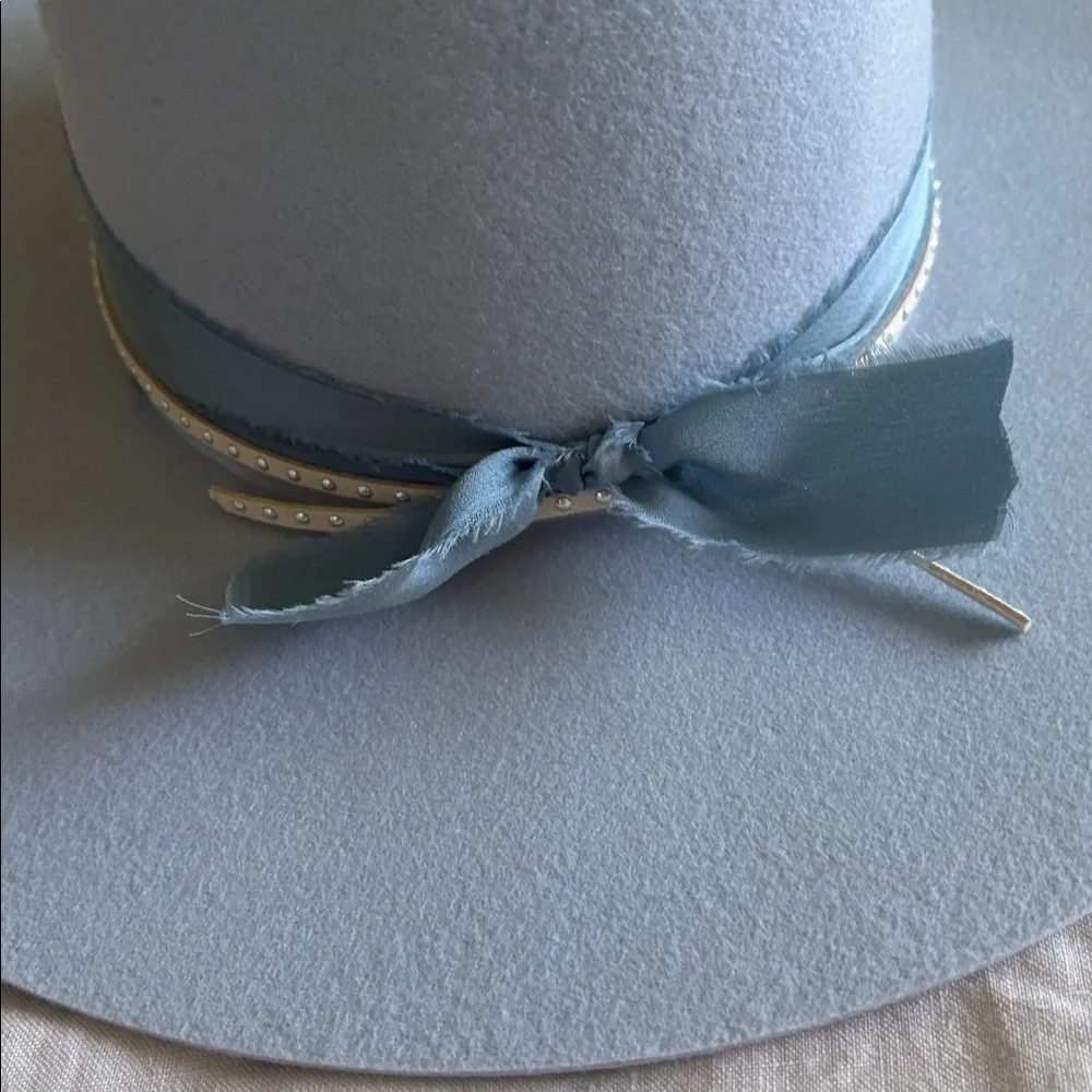 Wyeth Light Blue Wide Brim Hat with Bow - Picture 9 of 11